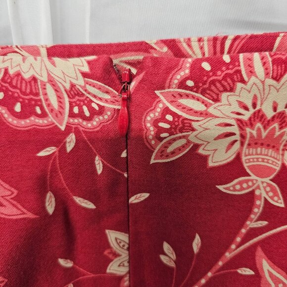Vintage Talbots Red Pink Floral Midi Skirt Boho Retro Cottagecore 8 - Picture 6 of 12